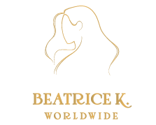 Photo du logo de la marque Beatrice K Worldwide en doré